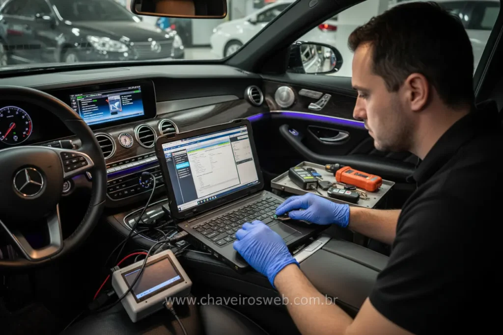 Etapas detalhadas da programação de chave automotiva